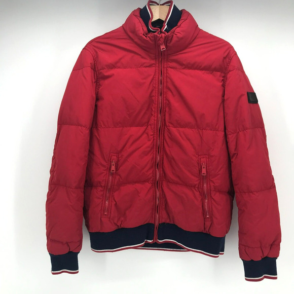 Tommy Hilfiger Other - Tommy Hilfiger Jacket Mens Small Red Puffer Full Zip Vintage Down Poly Filled